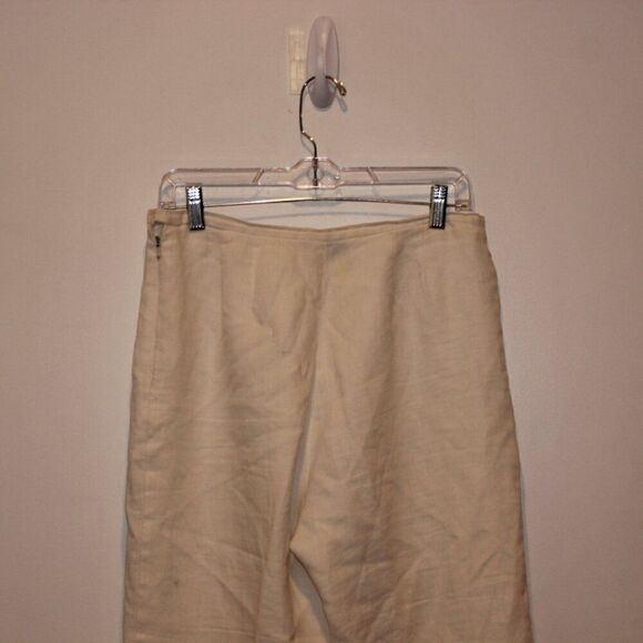 Sandro Vintage White Linen High Rise Straight Leg Trousers Pants Women's Size 12 - Picture 8 of 15